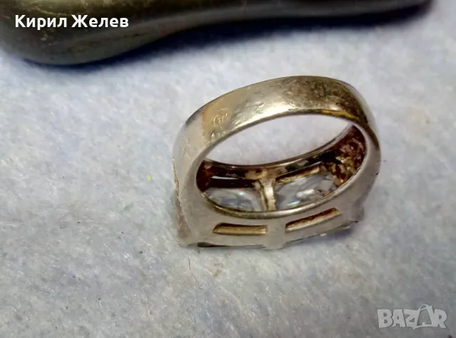 ШАРМАНТЕН СКЪПОЦЕНЕН СРЕБЪРЕН ПРЪСТЕН МАРКОВО СРЕБРО 925 с БЯЛА ПОЗЛАТА и ЛАБОРАТОРЕН МОЙСАНИТ 47596, снимка 11 - Пръстени - 49366059