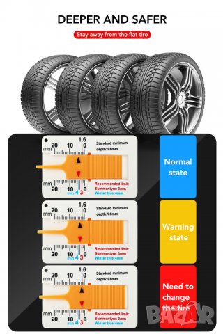 Дълбокомер за измерване грайфера на автомобилни гуми , снимка 4 - Аксесоари и консумативи - 35914143