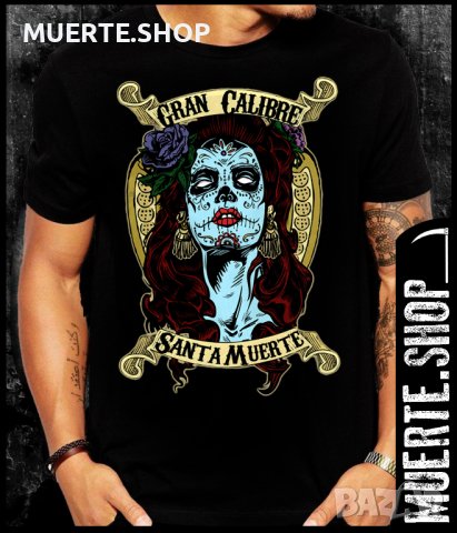 Черна тениска с щампа LA MUERTE GRAN CALIBRE