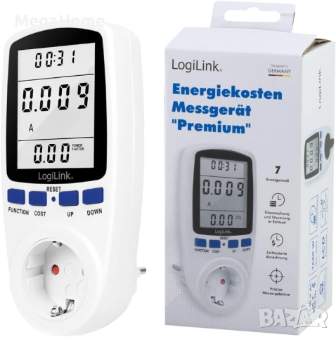 Ватметър с щепсел LogiLink, мониторинг на консумацията на енергия, Енергометър