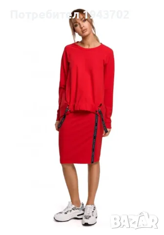 Дамска блуза с асиметрична кройка в червен цвят M492 MOE