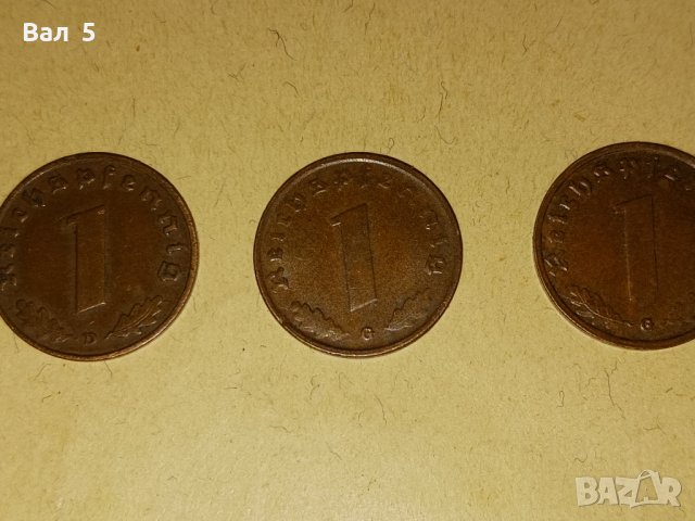 1 пфениг 1937 , 1938 и 1939 г . Германия , Трети райх - 3 бр, снимка 7 - Нумизматика и бонистика - 42597577