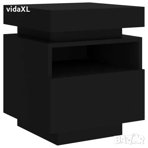 vidaXL Нощни шкафчета с LED осветление, 2 бр, черни, 40x39x48,5 см, снимка 5 - Шкафове - 56148114