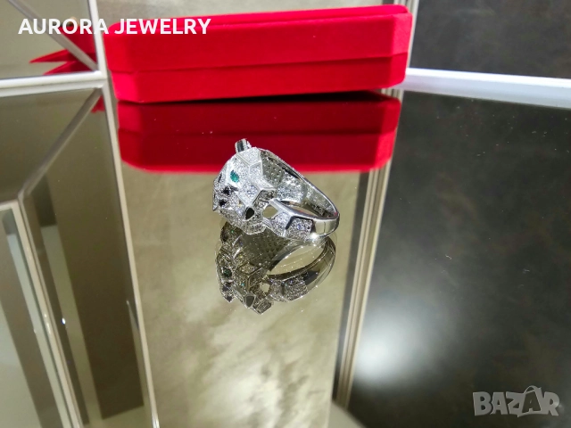 CARTIER Panthere de Cartier Big White Gold Diamonds Пръстен, снимка 7 - Пръстени - 52879521