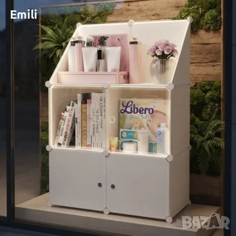 Модулен шкаф за съхранение ELEGANCE - 4 модула, бялТехнически характеристики на Модулен шкаф за съхр, снимка 5 - Шкафове - 55853487