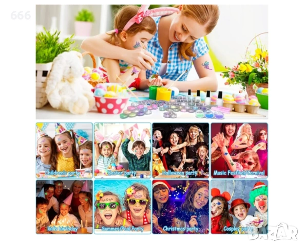 Комплект за детски татуировки с брокат, снимка 7 - Други - 53631852