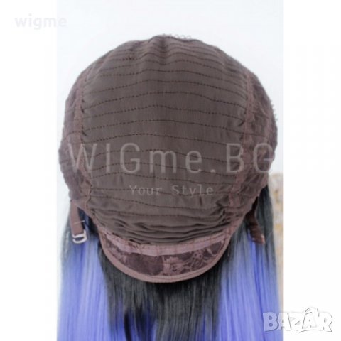 Дълга права синя лейс фронт перука Алиа, снимка 6 - Аксесоари за коса - 35901548