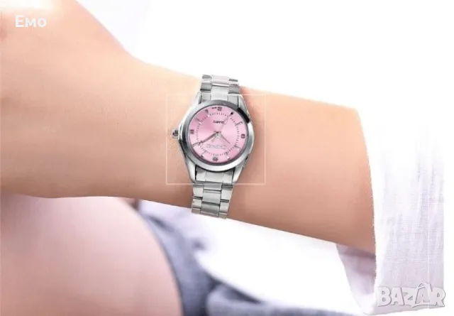 Оригинален Дамски ръчен часовник с кварцов механизъм и метална каишка, снимка 13 - Дамски - 47817516