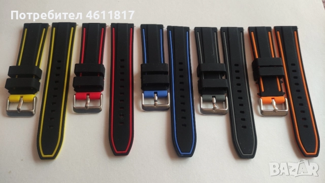 Силиконови каишки 22мм, снимка 3 - Каишки за часовници - 52188494