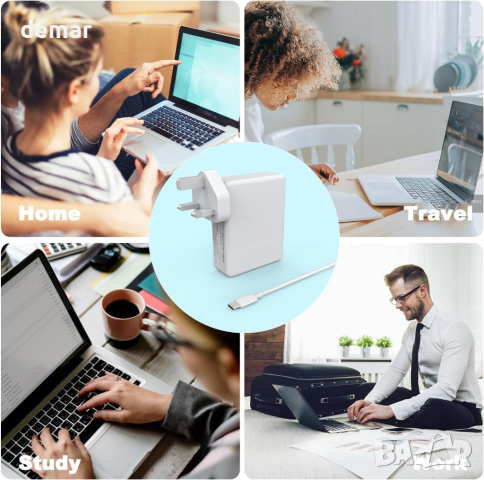 140W USB C зарядно за MacBook Air/Pro, Apple iPad/лаптоп/телефон, снимка 8 - Оригинални зарядни - 44827899