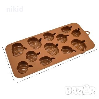 3D малка голяма тиква тикви силиконов молд форма фондан шоколад гипс, снимка 2 - Форми - 38870651