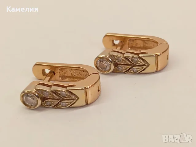Руско злато. Обеци с брилианти , снимка 6 - Обеци - 56029460
