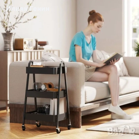 HOMCOM Сервираща количка с 3 нива , снимка 8 - Маси - 51623260