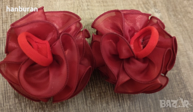 Червени кордели за коса, снимка 3 - Аксесоари за коса - 52267923