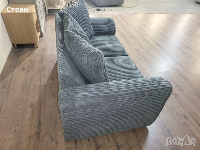 Сив диван от плат двойка, снимка 7 - Дивани и мека мебел - 53719635