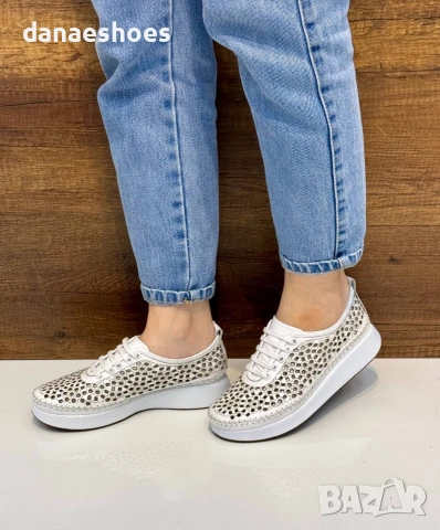 Дамски спортни обувки от естествена кожа с перфорация , снимка 5 - Дамски ежедневни обувки - 45355611