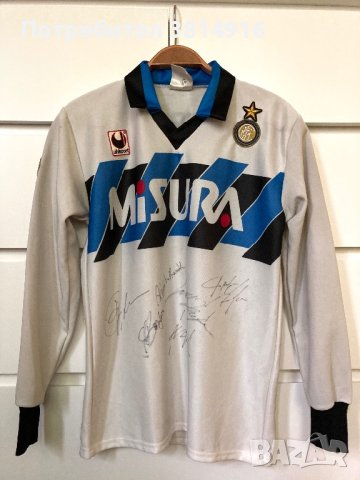 Inter Milan 1990/91 автентична футболна блуза с автографи S, снимка 12 - Футбол - 41876860