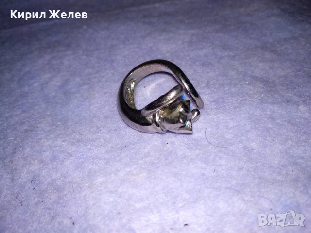 СТАР МЕДЕН НИКЕЛИРАН ФИГУРАЛЕН ВИНТИДЖ АРТ ПРЪСТЕН КОТЕ 38736, снимка 7 - Пръстени - 41761506