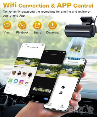 Видеорегистратор GKU D200 Dash Cam, 4K предна камера за кола, 170° широкоъгълна мини камера за управ, снимка 5 - Аксесоари и консумативи - 49293369