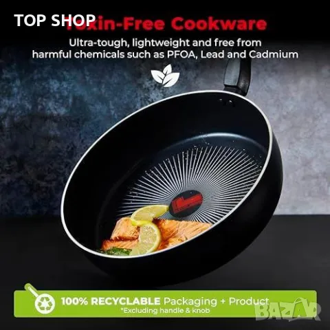 Нов Индукционен 28cm Тиган Tower с Капак за готвене фурна кухня дом, снимка 10 - Прибори за хранене, готвене и сервиране - 49693733