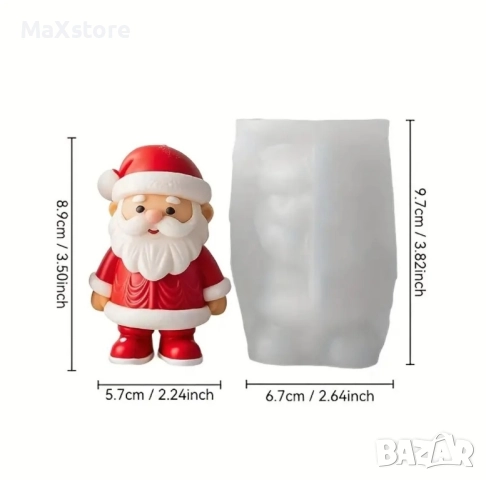 3D Дядо Коледа с ботуши Палто Силиконов молд форма за свещи гипс сапун смола фондан , снимка 2 - Други - 51978825