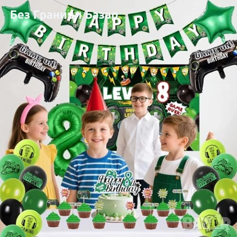 Нова 8-и рожден ден гейминг украса 38 части банер балони фон дете парти, снимка 4 - Други - 53665305