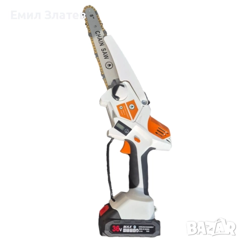 Акумулаторен трион Тайга 36V мини резачка с 2 вериги и омасляване, снимка 3 - Градински инструменти - 52617548