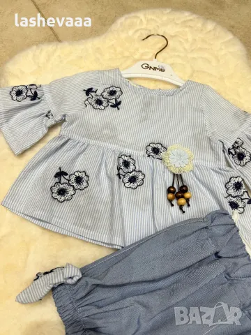 Комплект за момичета троен в синьо, снимка 3 - Комплекти за бебе - 49351229