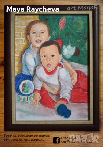 Портрет, ръчно рисуван с ПАСТЕЛИ, снимка 13 - Картини - 18568179