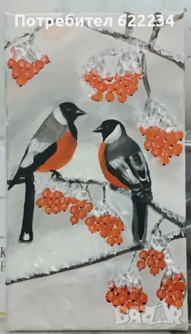 Картина "Зимни птички", снимка 1