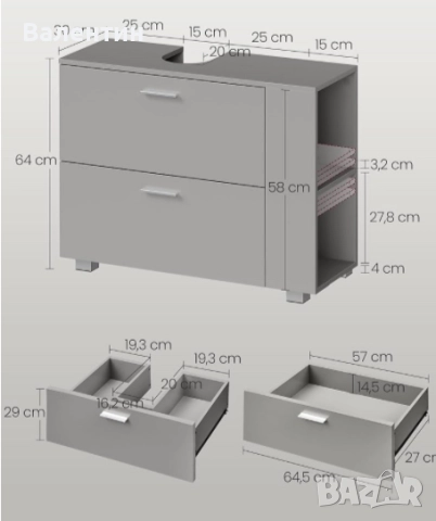 Шкаф за баня за мивка, снимка 5 - Шкафове - 52625412