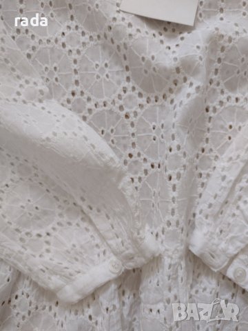 Бяла ажурна блуза , снимка 4 - Тениски - 41493419