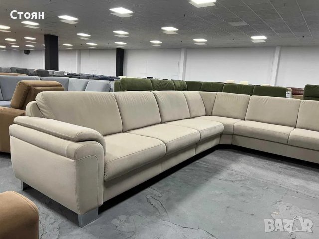 Голям Кремав ъглов диван от плат "ZE - EM05003", снимка 7 - Дивани и мека мебел - 39965502