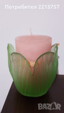 Стъклен свещник, за дебела свещ+стъклена кутия.