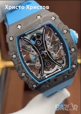 Мъжки луксозен часовник Richard Mille RM 53-01 Blue Rubber Strap Super High Quality , снимка 12 - Мъжки - 41568105