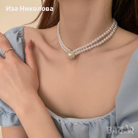 Комплект пръстен, обици и колие с перли, снимка 7 - Бижутерийни комплекти - 41906949