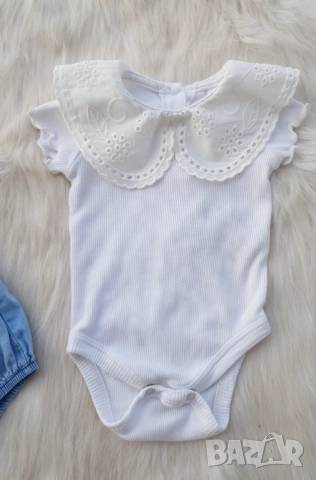 Бебешки дънков гащеризон и боди с якичка 0-3 месеца , снимка 4 - Бебешки гащеризони - 51756902