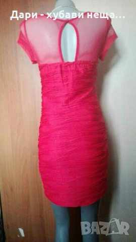 Червена еластична рокля с релеф🍀❤S,M❤🍀арт.077, снимка 2 - Рокли - 36331076