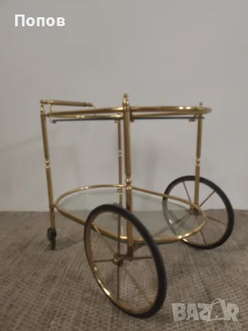 Златна месингова количка стил арт Деко