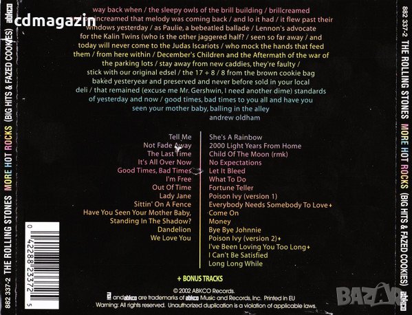 Компакт дискове CD The Rolling Stones ‎– More Hot Rocks (Big Hits & Fazed Cookies), снимка 2 - CD дискове - 35982082