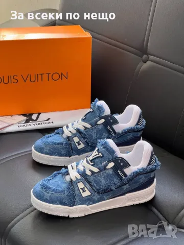 Louis Vuitton Дамски Сини Дънкови Маратонки👟Дамски Спортни Обувки Деним Луис Витон Код E383