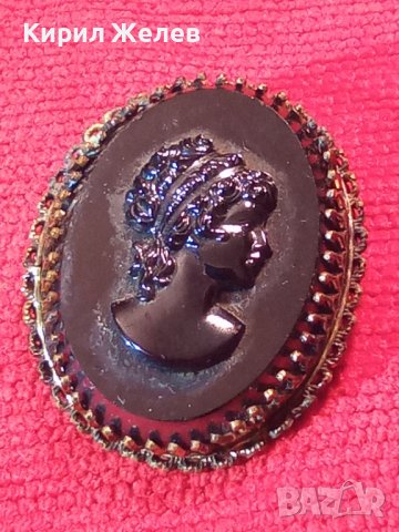 СТАРИННА ВИКТОРИАНСКА БРОНЗОВА КАМЕЯ БРОШКА от ШЛИФОВАН ХЕМАТИТ РЕТРО БИЖУ ЮВЕЛИРЕН УНИКАТ 20666