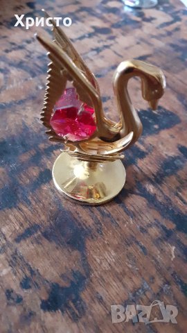 метален декоративен лебед CRAFTOCRAFT със Сваровски Swarovski кристали, снимка 11 - Статуетки - 41084533