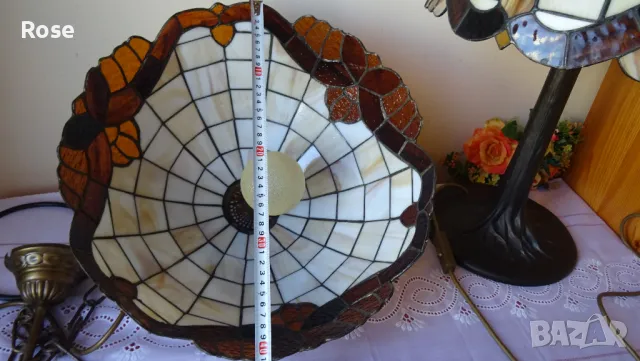 Тифани Tiffany - лампа и абажур, бежова гама, барок, снимка 16 - Настолни лампи - 50086818