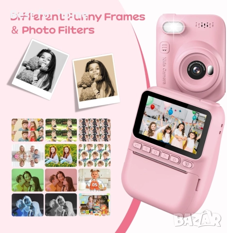 GREENKINDER Детски дигитален фотоапарат с принтер, 32GB карта и 3 ролки хартия за печат, снимка 4 - Други - 52480666