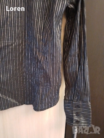 *Poriento*Дамска риза черна със сребристи раета, снимка 6 - Ризи - 52580352