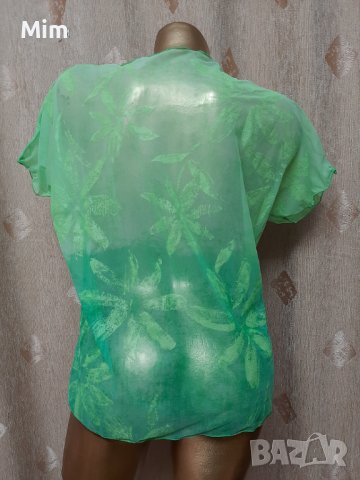 М/ L зелена прозрачна блуза / тениска / с къс ръкав , снимка 2 - Тениски - 40374114