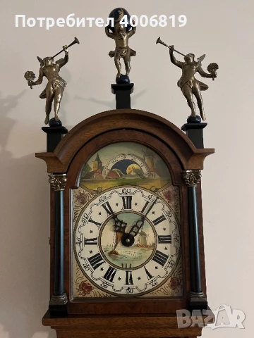 Античен,стенен-Фрезийски часовник,тъмен орех 1950-1960г.с махало