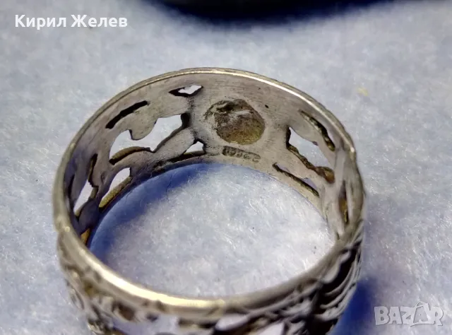 Стар АВТОРСКИ ХУДОЖЕСТВЕНО ОРНАМЕНТИРАН АЖУРЕН СРЕБЪРЕН ПРЪСТЕН СРЕБРО 835 МАЙСТОРСКА РАБОТА 8489, снимка 3 - Антикварни и старинни предмети - 50192676