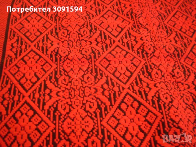 Червена  тъкана покривка килим памучни конци, снимка 4 - Антикварни и старинни предмети - 34518969